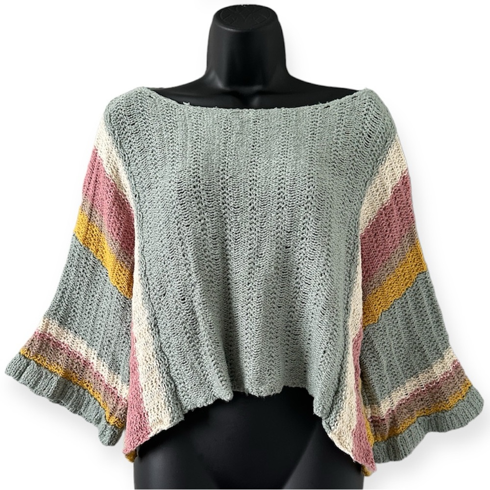 The Impeccable Pig Color Block Cropped Knit Sweater Women's Size Small